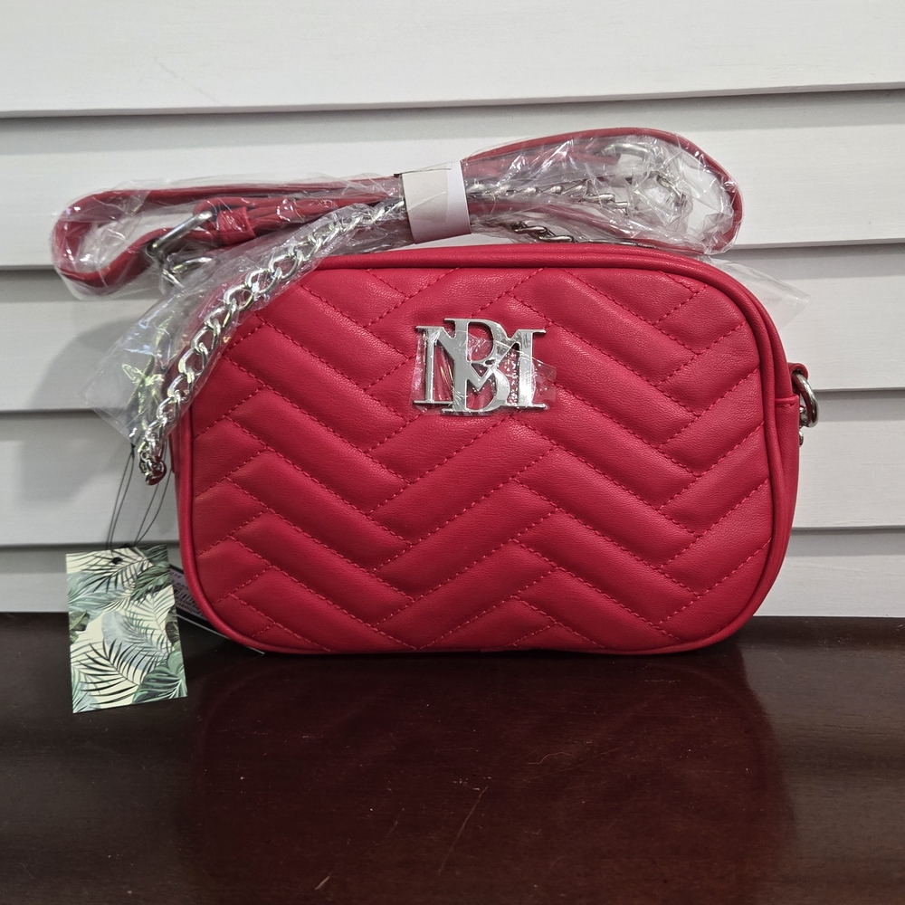 Badgley Mischka Red Quilted Crossbody Bag